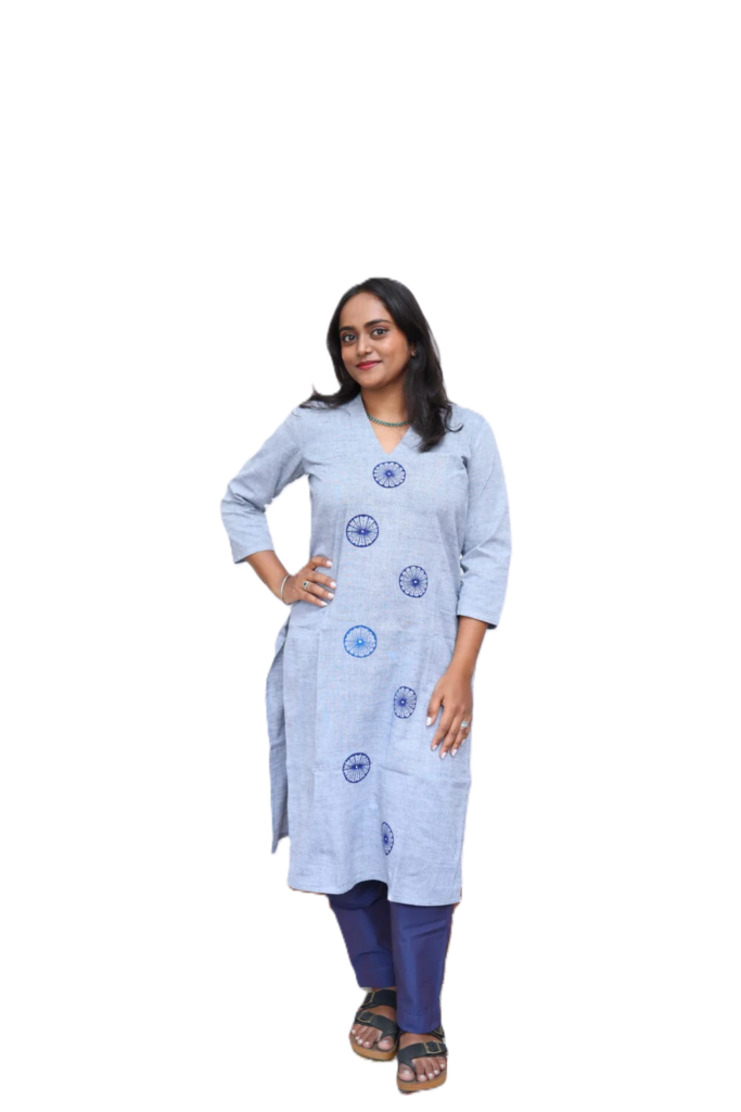 Hand Woven Cotton Hand Paintd Long Kurta